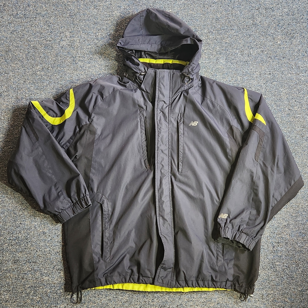 New Balance Men's Gray and Neon Yellow Windbreaker